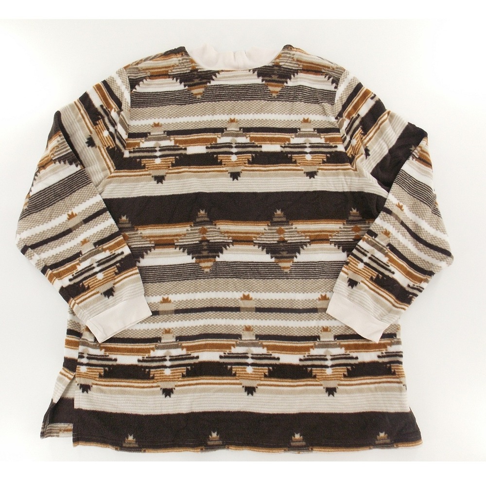 Blair Fleece Pullover Southwestern Aztec Unisex XLG Brown‎